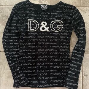Dolce & Gabbana Black Top with White Logo Pattern